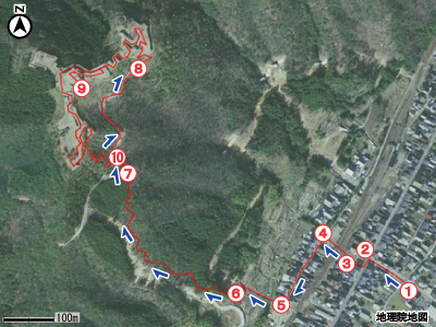 表米神社登山道マップ
